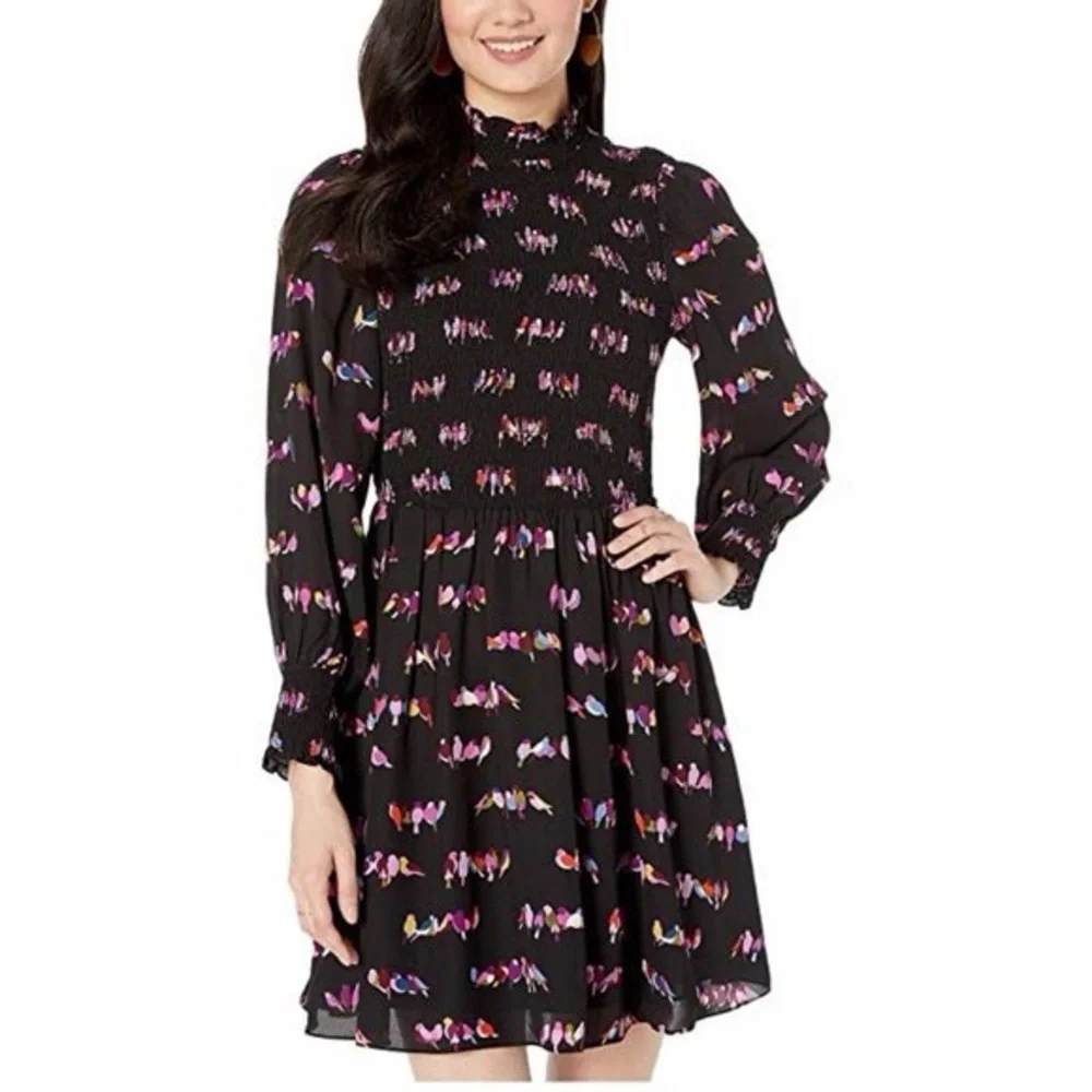Kate spade lovebirds dress mock neck black dress size 6